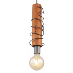 Hanglamp hout metaal e27 fitting design globo lighting alice 