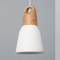 Hanglamp klein hout porselein led lamp e27 fitting