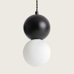 Minimalistische hanglamp zwart wit met opaalglazen kap en G9 fitting modern 
