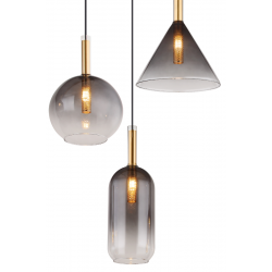moderne hanglammp met 3 kappen smokeglas en g9 fitting design globo lighting 