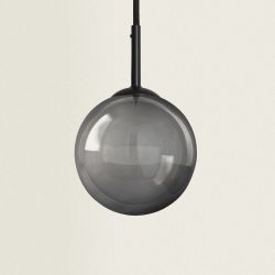 Zwarte hanglamp met smokeglazen kap g9 fitting minimalistisch 