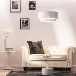 Grote witte hanglamp zilver e27 fitting rond 50cm