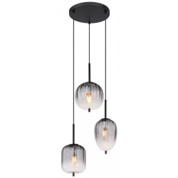Hanglamp zwart en smokeglas e14 fitting attila design 15215-8 9007371446568  