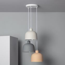 hanglamp drie kappen gekleurd led lamp e27 fitting
