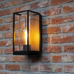 Flair wandlamp hout metaal met glas en e27 fitting lutec 5288814012 6939412013848 