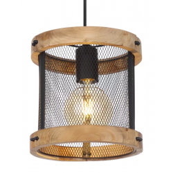Industriele hanglamp hout en metaal met E27  fitting globo lighting 15661H 9007371423774 