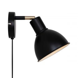 Zwarte wandlamp schakelaar e27 fitting design 