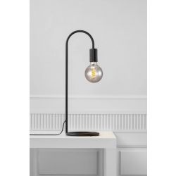 Zwarte tafellamp minimalistisch e27 fitting en schakelaar mat zwart 