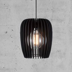 Hanglamp zwart hout open 'Tricbeca 24' Nordlux E27 fitting zwart 240mm 