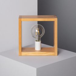 Tafellamp hout minimalistisch met e27 fitting schakelaar en stekker 