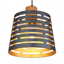 Hanglamp ablona globo lighting zwart gouden kap e27 fitting houten fitting 15451H 9007371408245 