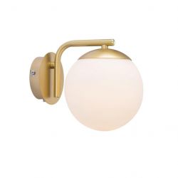 Messing wandlamp e14 fitting design Nordlux Grant opaal glas