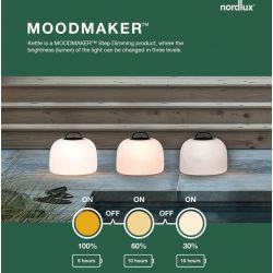 Nordlux kettle modern 360mm oplaadbaar buitenlamp op accu