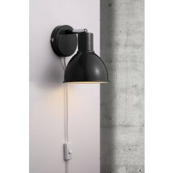 nordlux wandlamp zwart e27 fitting met stekker en schakelaar