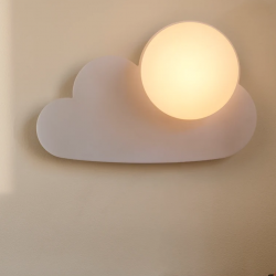 Wandlamp kinderkamer wit met schakelaar en E14 fitting 'Nordlux Skyku Cloud'