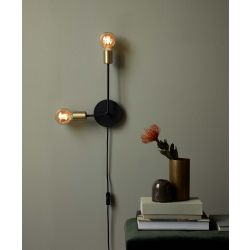 Nordlux Josefine wandlamp zwart goud modern e27 fitting 