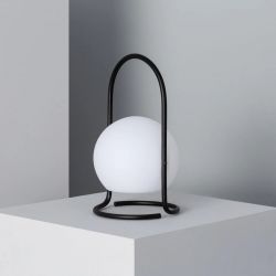 Kleine oplaadbare tafellamp met ingebouwde LED lichtbron en batterij zwart wit en dimbaar helder witte LED
