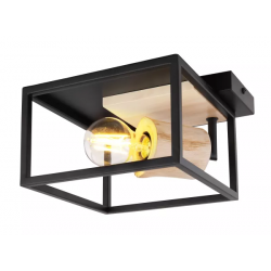 Hagar plafondlamp industrieel e27 fitting hout metaal zwart bruin globo lighting designverlichting 15477D 9007371403363 