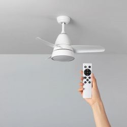 Plafond ventilator wit met led lamp rond