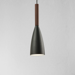 Grijze minimalistische hanglamp met hout & E27 fitting 'Pure'