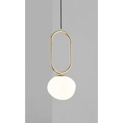 Hanglamp messing en opaalglas e27 fitting design shapes 