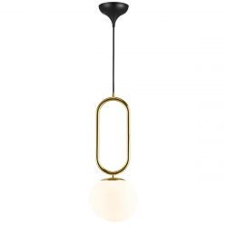 Hanglamp mondgeblazen opaal glas messing designarmatuur designverlichting design hanglamp