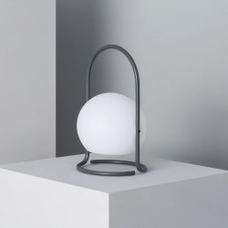 Kleine LED tafellamp oplaadbaar grijs & wit dimbaar 'Rizzo'