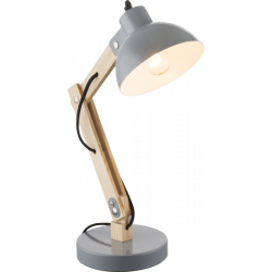 Bureaulamp hout grijs E27 fitting verstelbaar 21503
