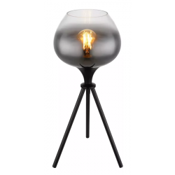 Moderne tafellamp smokeglas zwart e27 fitting schakelaar en stekker 