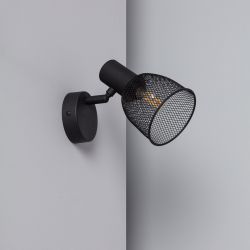industriële spot zwart gaas e14 fitting wandlamp verstelbaar