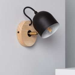 Wandlamp hout e14 fitting zwart verstelbaar led lamp