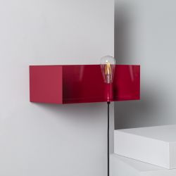 Wandlamp rood e27 fitting boeken plank verlichting metaal 