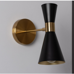 Wandlamp leeslamp 'Jagger' verstelbaar zwart goud modern e27 fitting