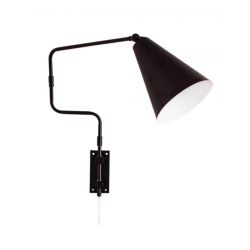Zwarte verstelbare wandlamp met schakelaar en E27 fitting By Rydens yukon