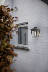 Buitenlamp voordeur e27 fitting zwart glas modern