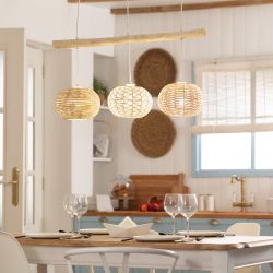 Hanglamp houten balk voor boven de eettafel led modern