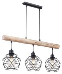 Hanglamp modern balk van hout voor boven de eettafel