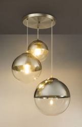Hanglamp glas 3 bollen 'Varus'- nikkel mat - transparant glas