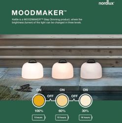 Nordlux kettle modern 360mm oplaadbaar buitenlamp op accu
