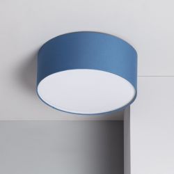 Moderne ronde plafondlamp stoffen kap blauw e27 fitting modern rond 