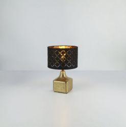 Tafellamp zwart goud met stekker zwarte kap1