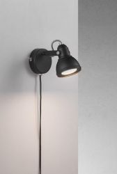 Wandlamp zwart Nordlux 'Aslak' GU10 verstelbaar modern leeslamp 185mm 