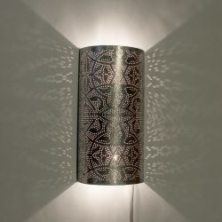 wandlamp zilverkleurig met stekker en schakelaar orientals